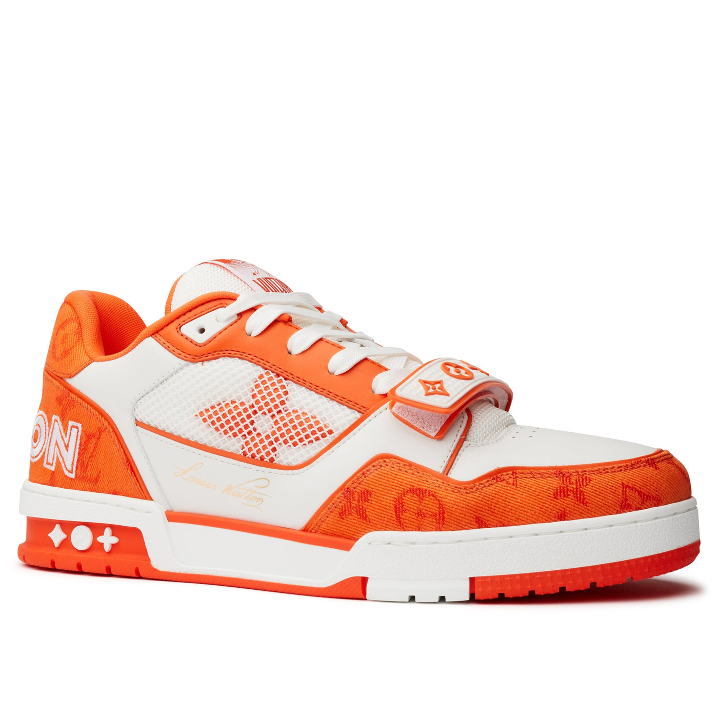 Baskets Louis Vuitton Monogram Orange Denim — vue 2