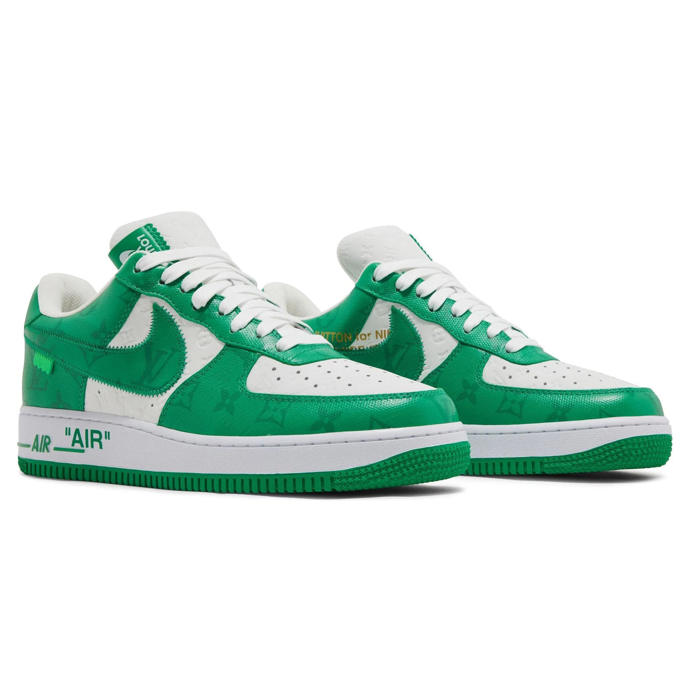 Baskets Louis Vuitton × Nike Louis Vuitton × Nike Air Force 1 Low Blanc Vert — vue 3