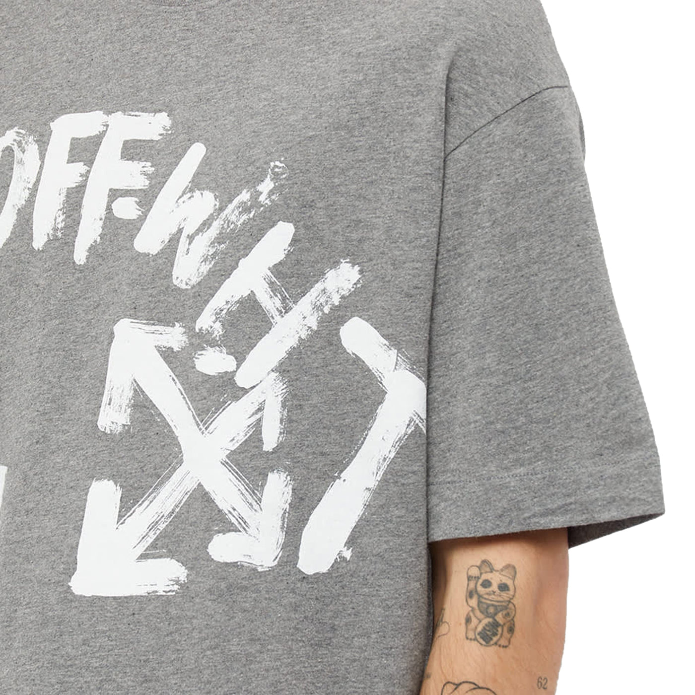 T-Shirt Off-White Paint Script Oversized Skate Gris T Shirt — vue 3