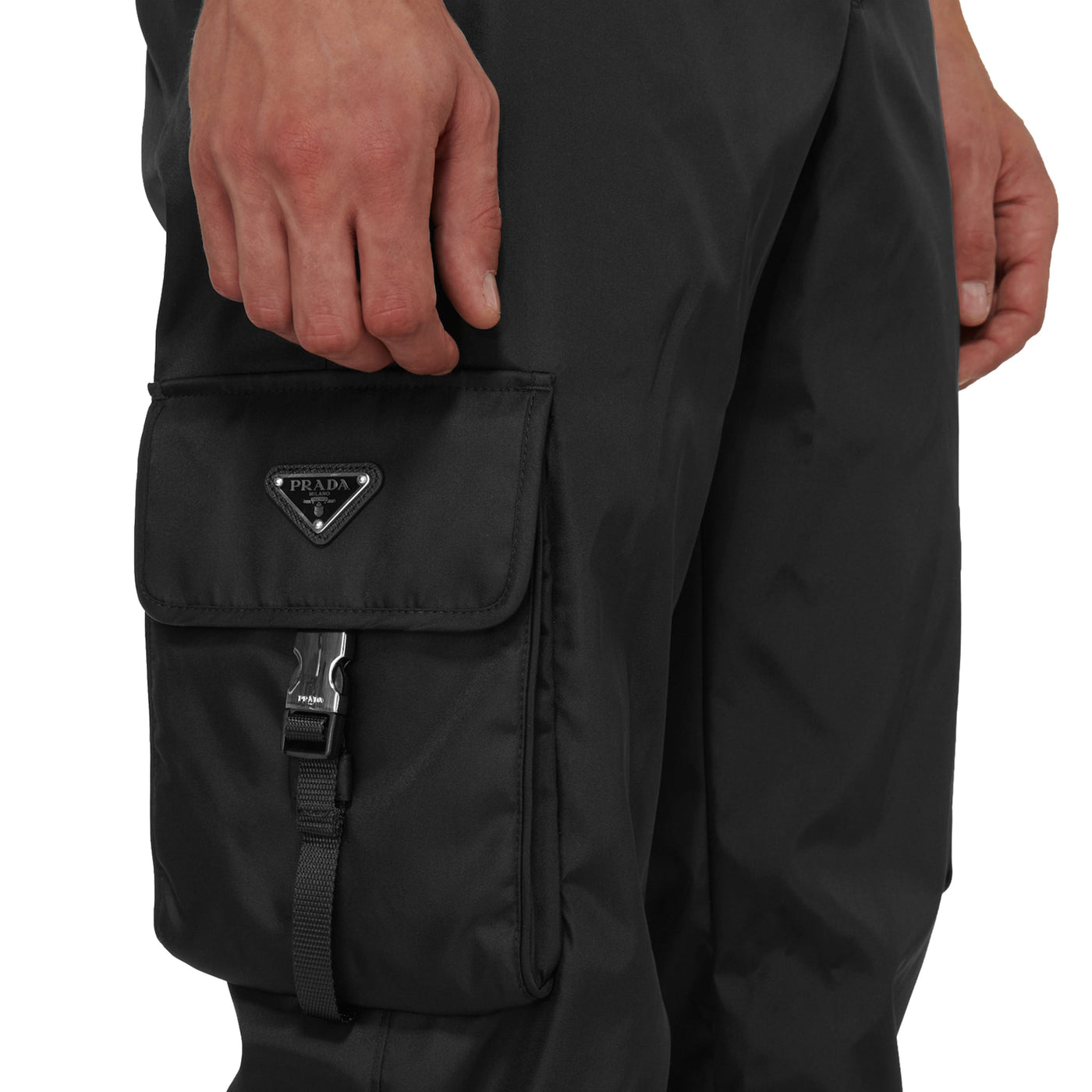Pantalon Prada Re Nylon Cuffed Noir Cargo — vue 2