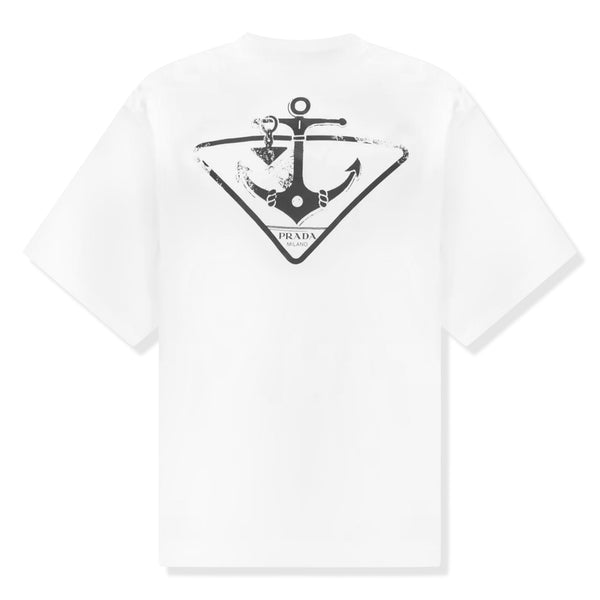 T-Shirt Prada Cotton Triangle Logo Print Blanc T Shirt