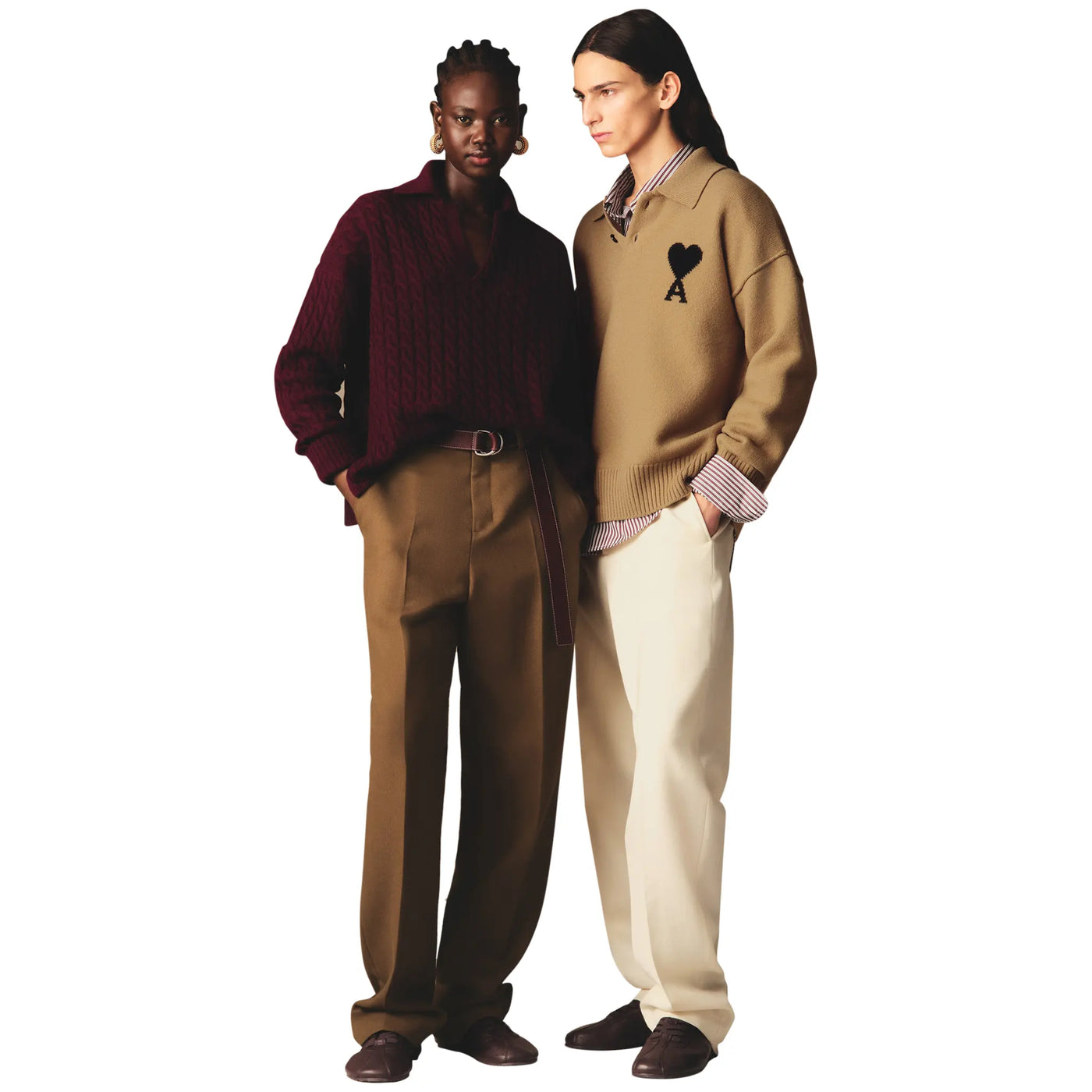 Polo Ami Paris AMI de Coeur Knitted Tan Polo — vue 5