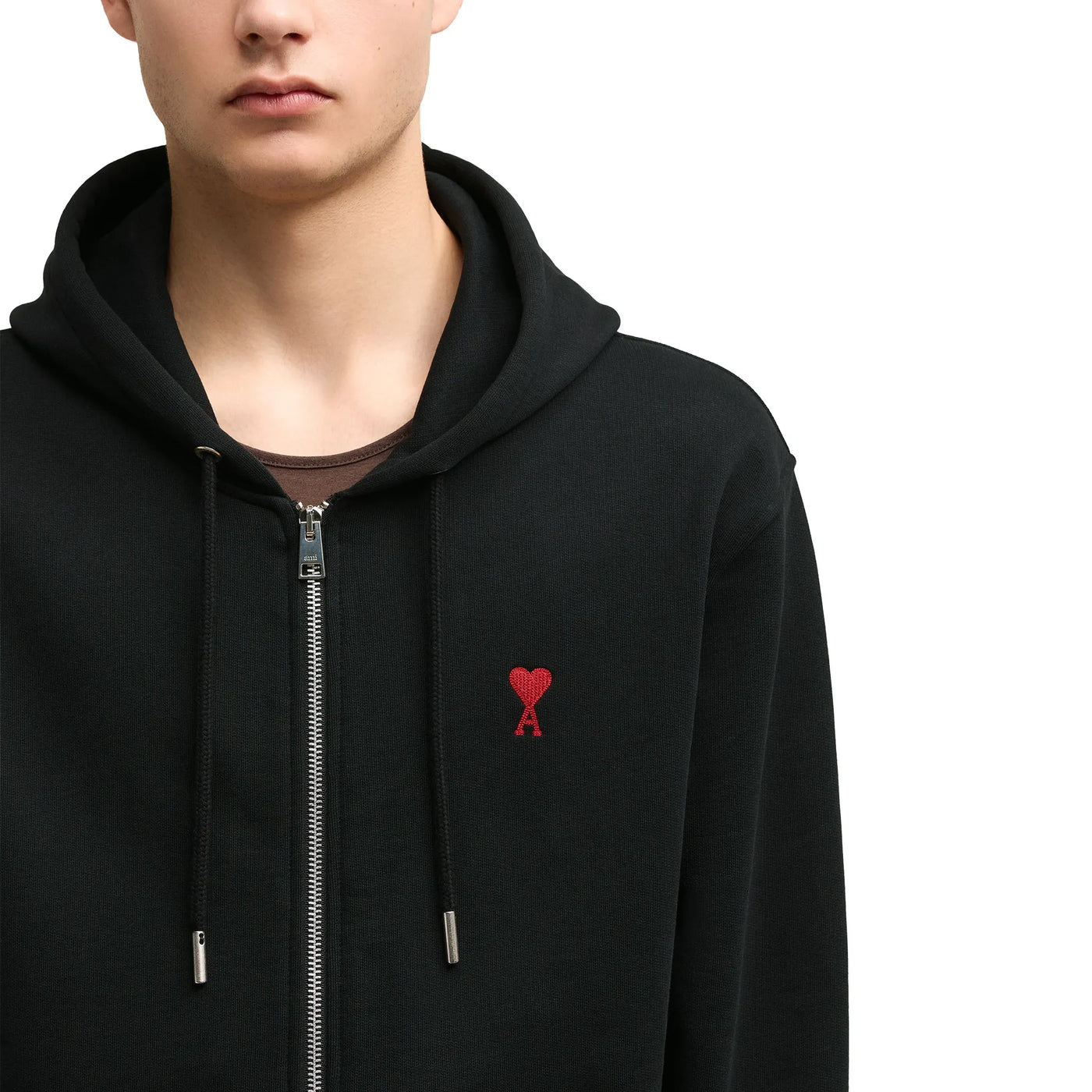 Hoodie Ami Paris AMI de Coeur Cotton Noir Zip-up — vue 5