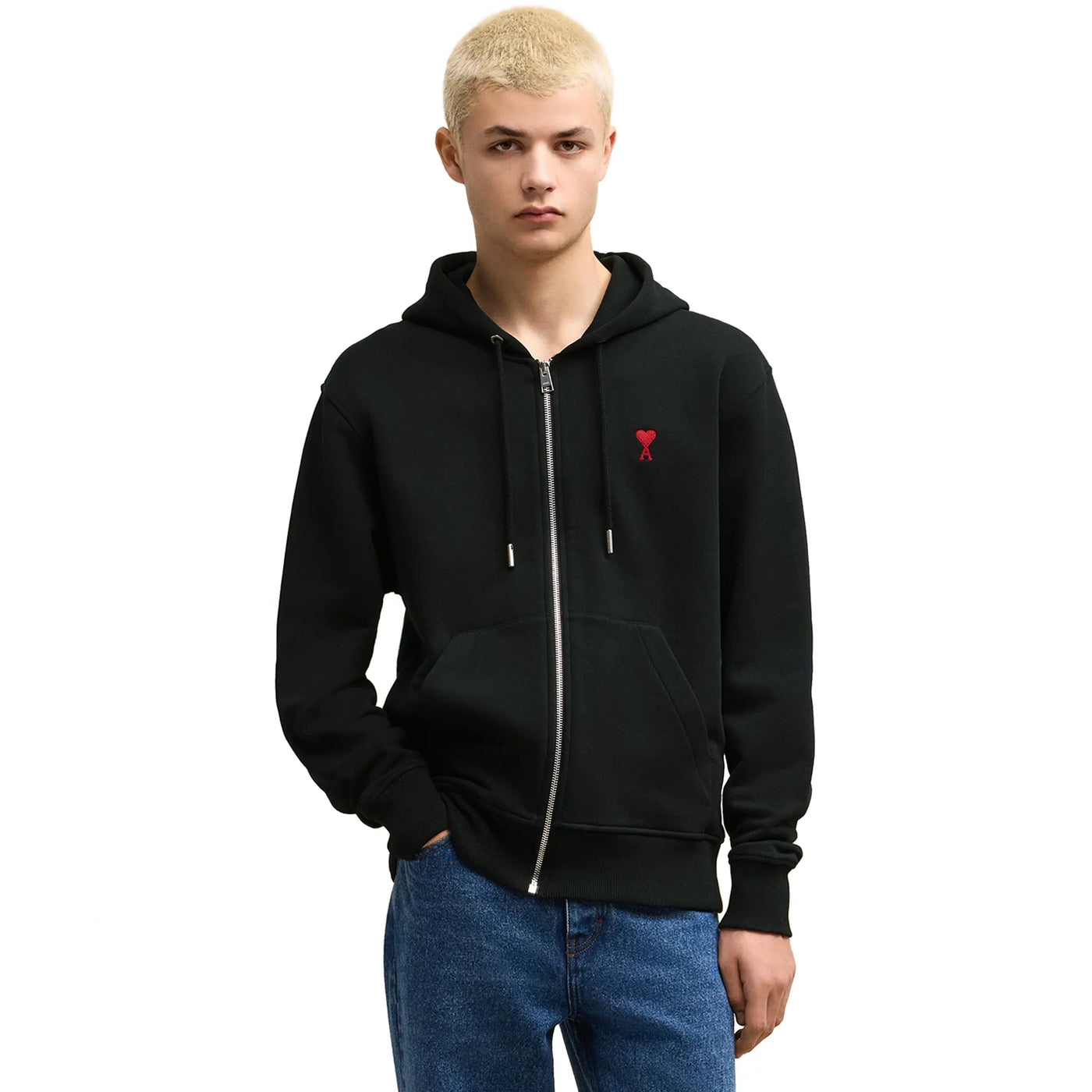 Hoodie Ami Paris AMI de Coeur Cotton Noir Zip-up — vue 3