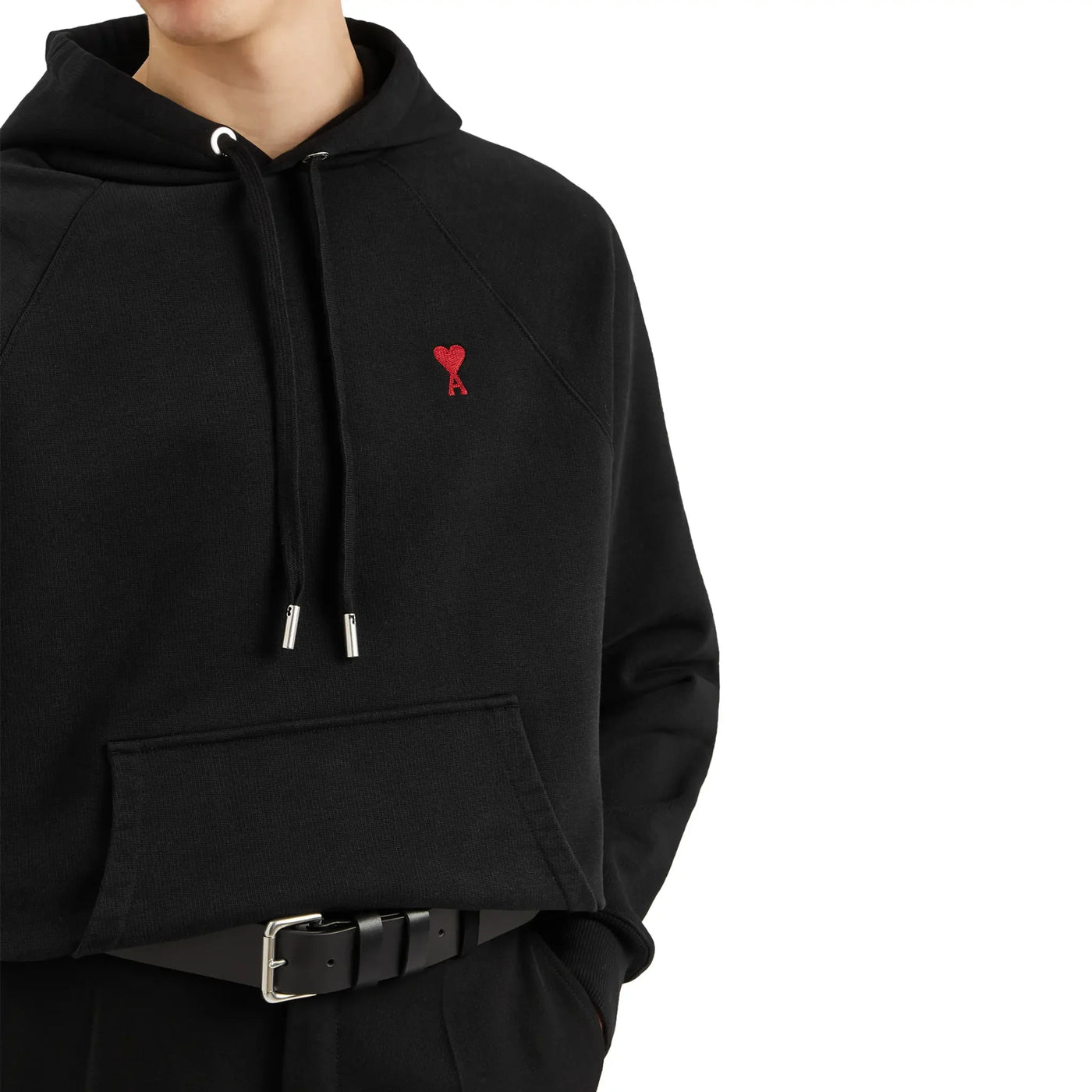 Hoodie Ami Paris AMI de Coeur Logo Cotton Noir — vue 4