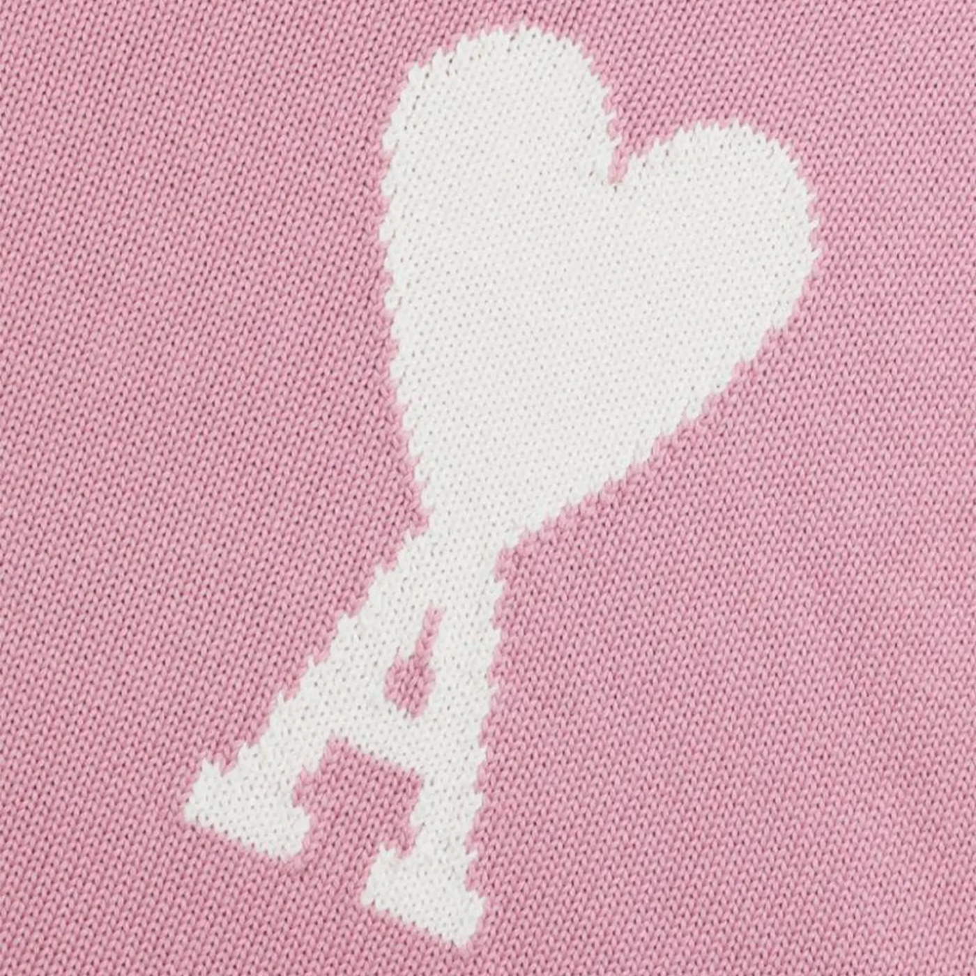 Sweat Ami Paris AMI de Coeur Logo Intarsia Rose Knit — vue 4