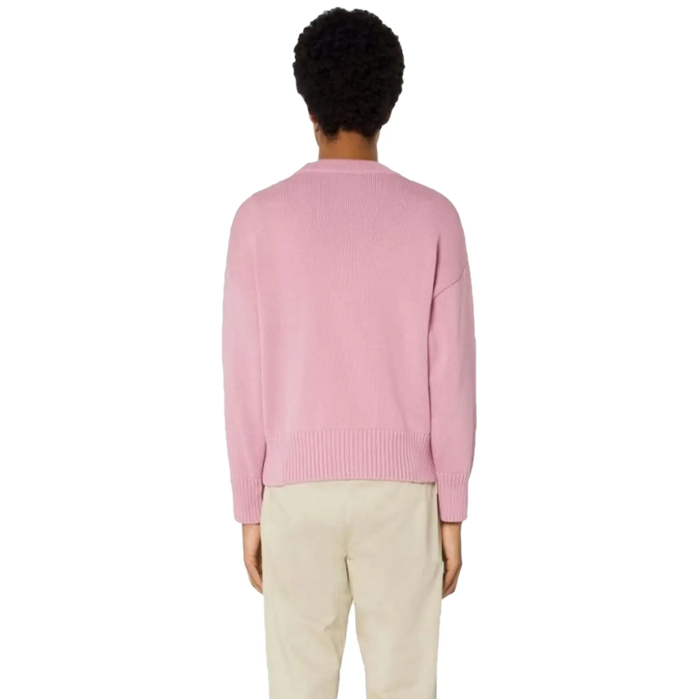 Sweat Ami Paris AMI de Coeur Logo Intarsia Rose Knit — vue 2