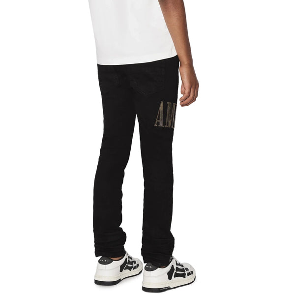 Jean Amiri Camo Applique Noir Denim