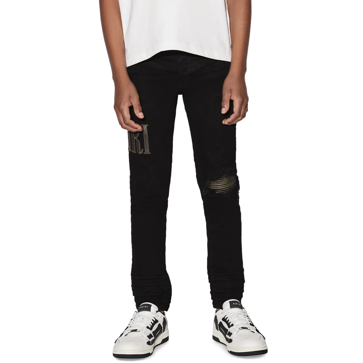 Jean Amiri Camo Applique Noir Denim — vue 3