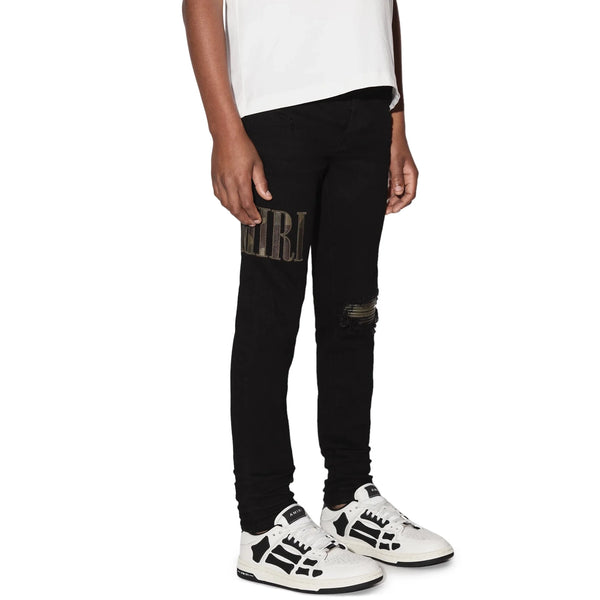 Jean Amiri Camo Applique Noir Denim — alt