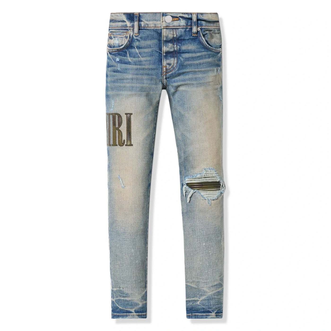 Jean Amiri Camo Applique Clay Indigo Denim