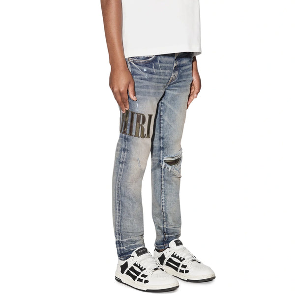 Jean Amiri Camo Applique Clay Indigo Denim — alt