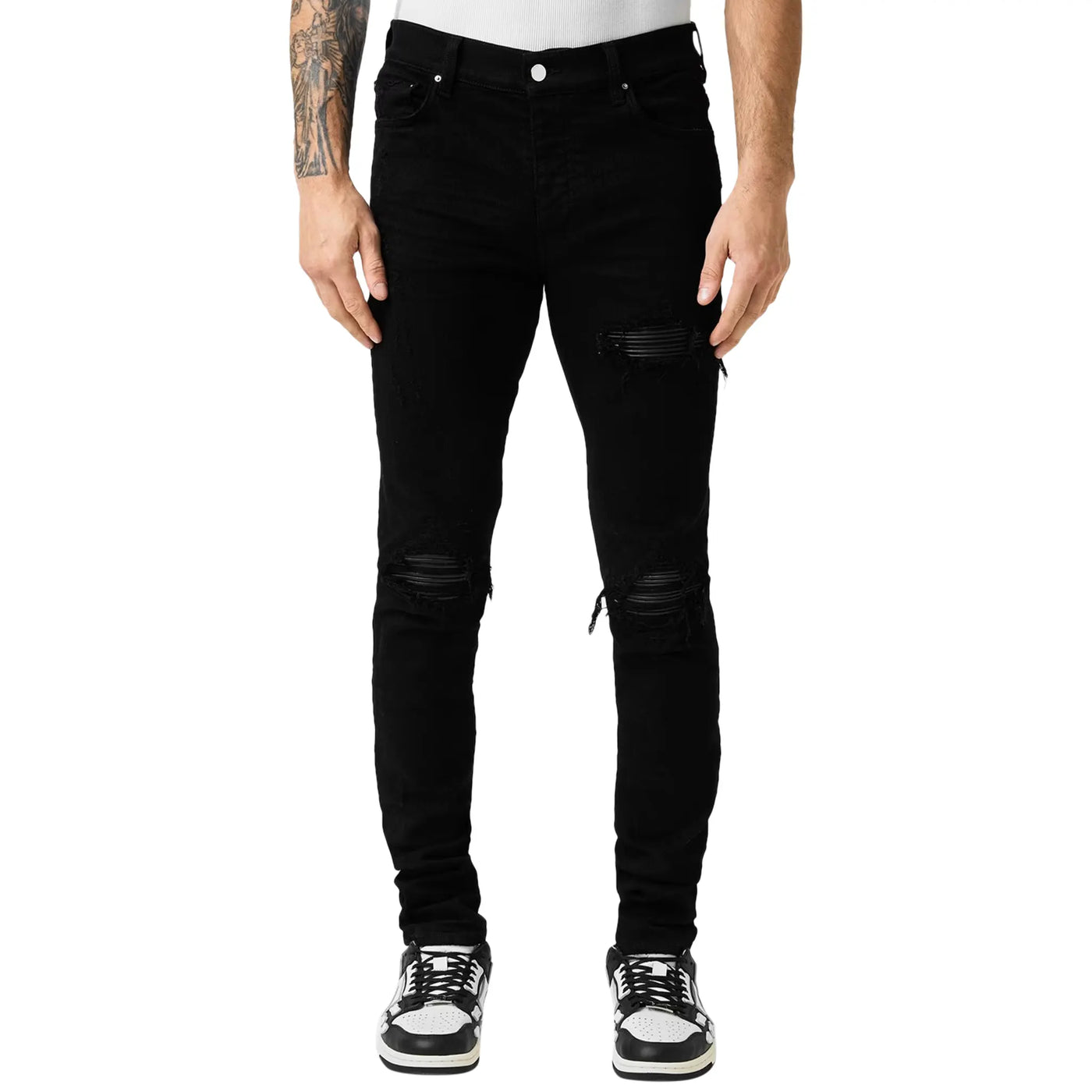 Jean Amiri MX1 Noir Leather Patch — vue 3