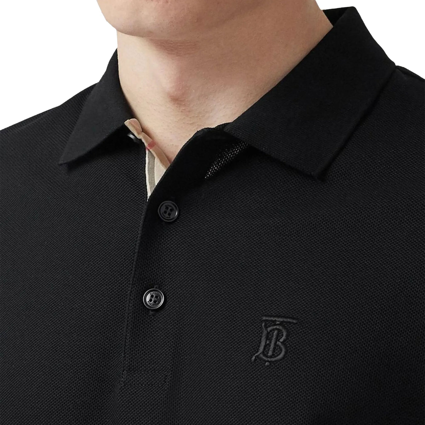 T-Shirt Burberry Eddie Logo Pique Cotton Noir — vue 5