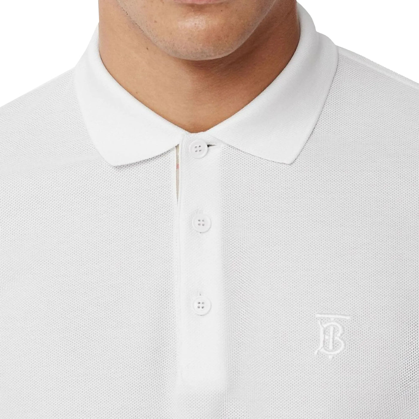 Polo Burberry Eddie Logo Pique Cotton Blanc — vue 5