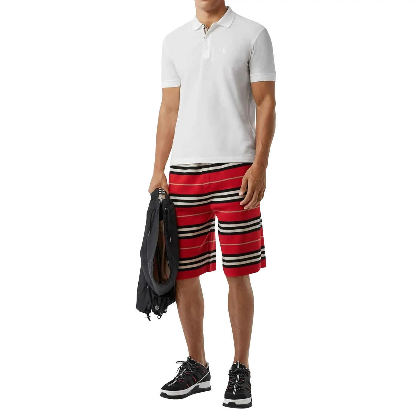 Polo Burberry Eddie Logo Pique Cotton Blanc — vue 4