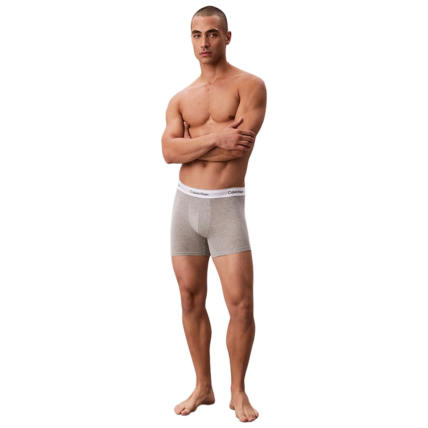 Short Calvin Klein Blanc Noir Gris Boxer Briefs Three Pack — vue 6