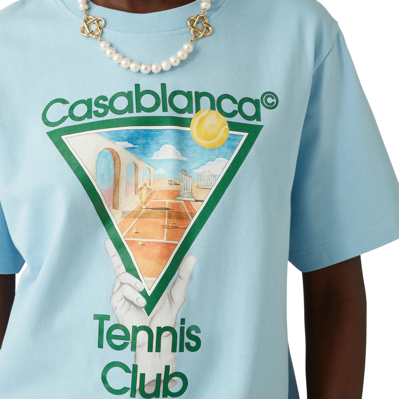 T-Shirt Casablanca Metaphysical Tennis Icon Bleu T-shirt — vue 8