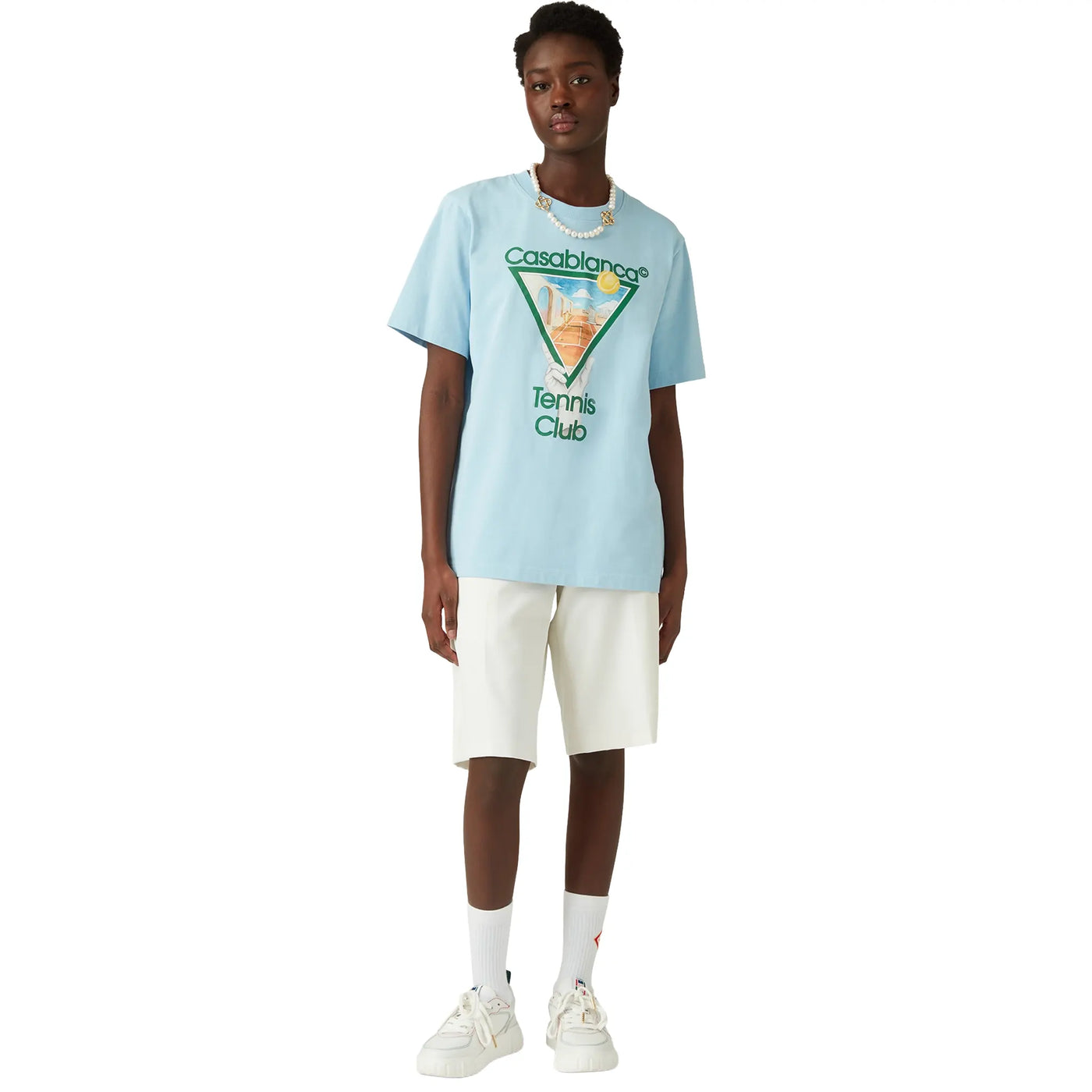T-Shirt Casablanca Metaphysical Tennis Icon Bleu T-shirt — vue 3