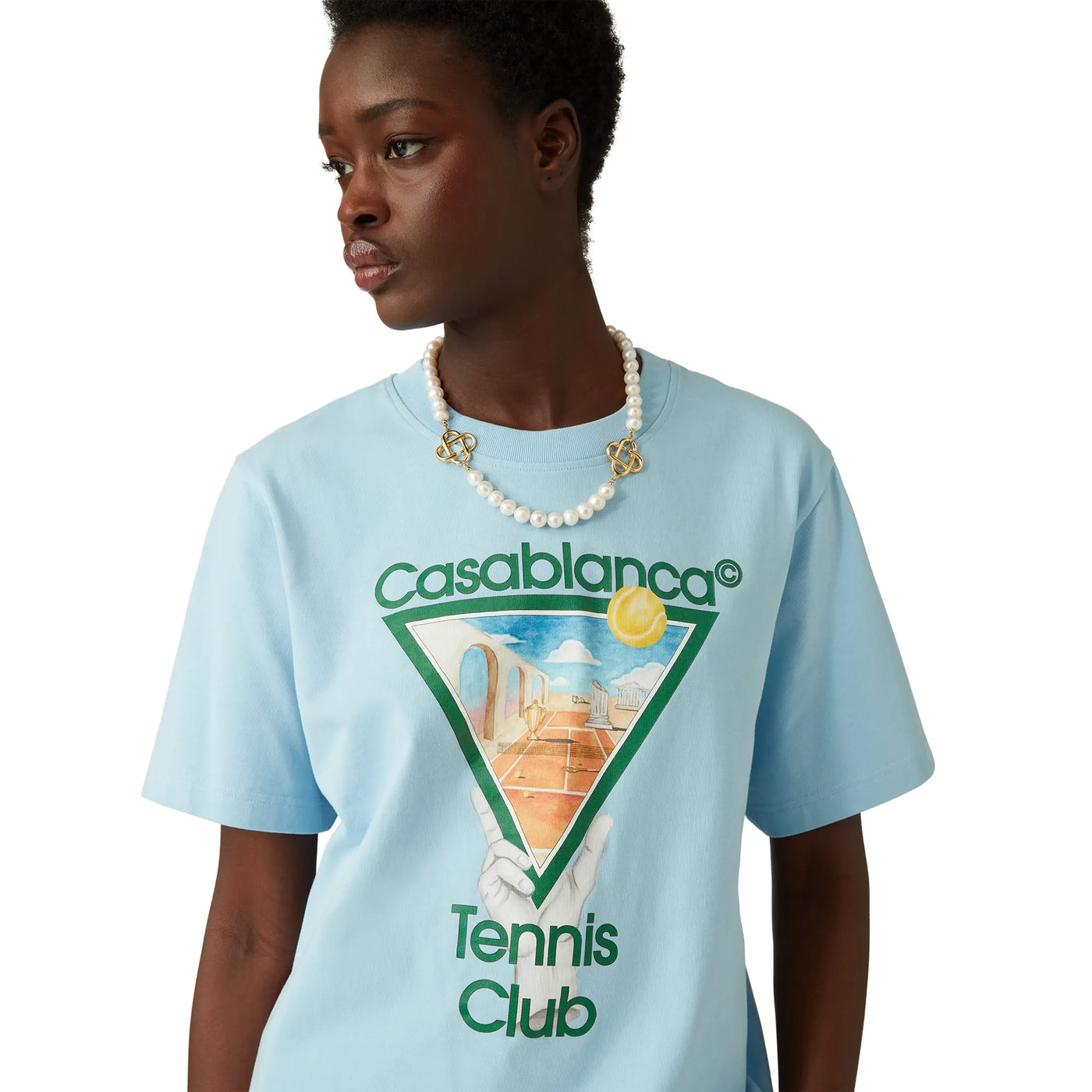 T-Shirt Casablanca Metaphysical Tennis Icon Bleu T-shirt — vue 7