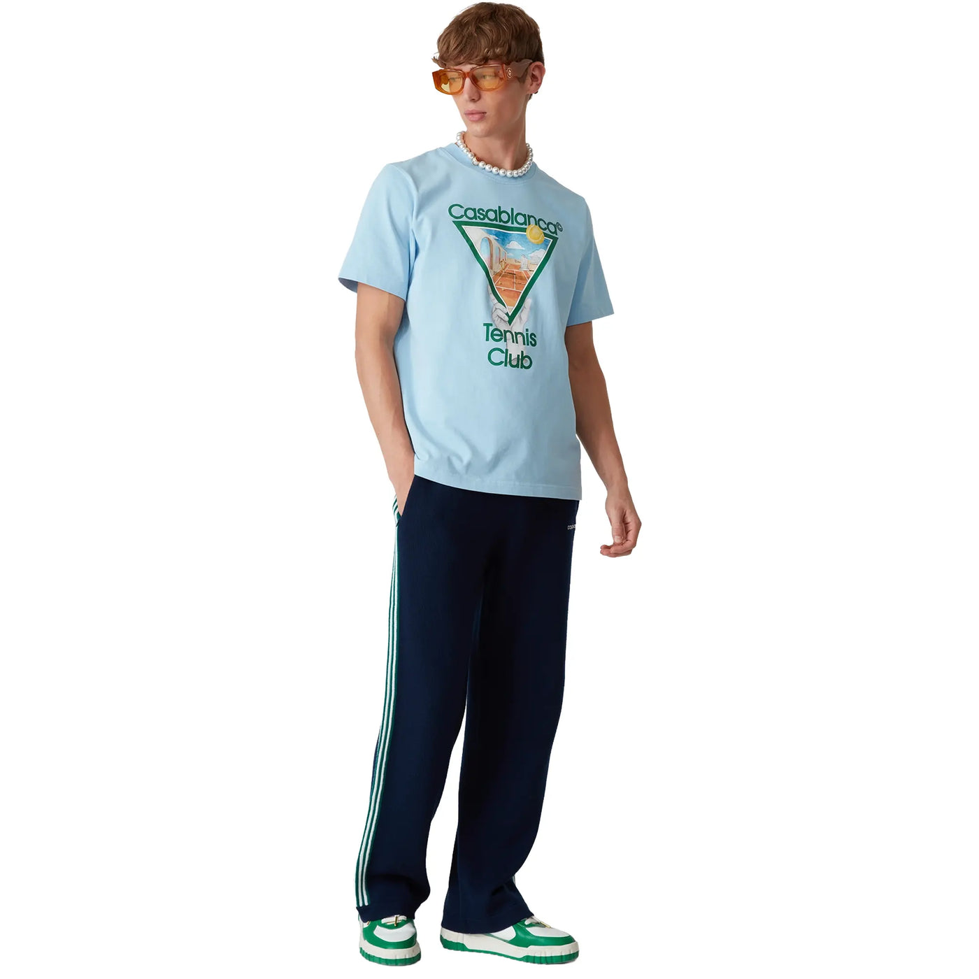 T-Shirt Casablanca Metaphysical Tennis Icon Bleu T-shirt — vue 5