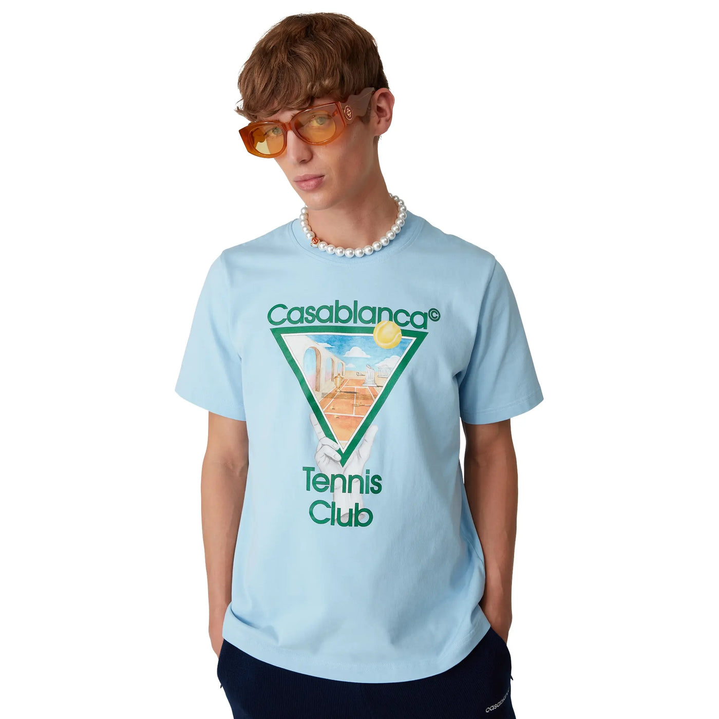 T-Shirt Casablanca Metaphysical Tennis Icon Bleu T-shirt — vue 6