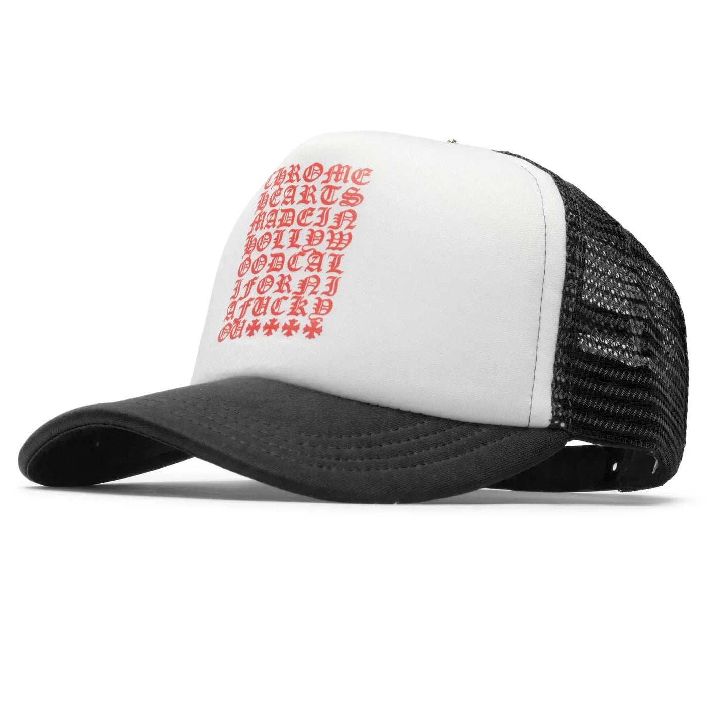 Casquette Chrome Hearts Eyechart Noir Blanc Rouge Trucker — vue 5