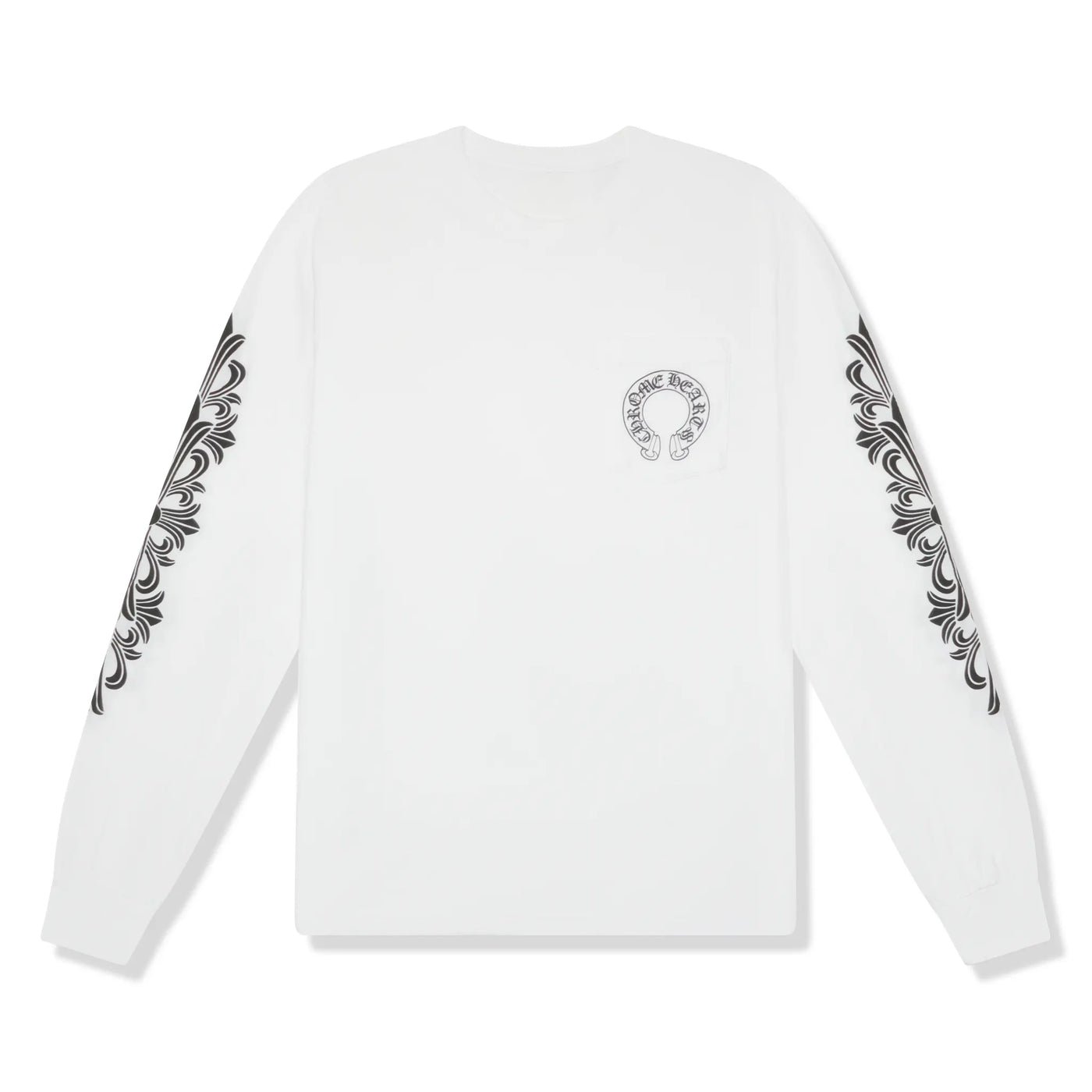 T-Shirt Chrome Hearts Floral Horse Pocket Logo L/S Blanc T-shirt