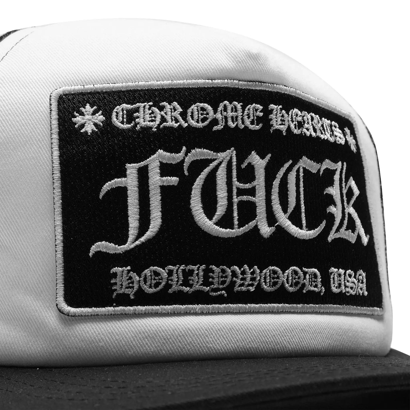 Casquette Chrome Hearts Fuck Hollywood Blanc Noir Trucker — vue 3