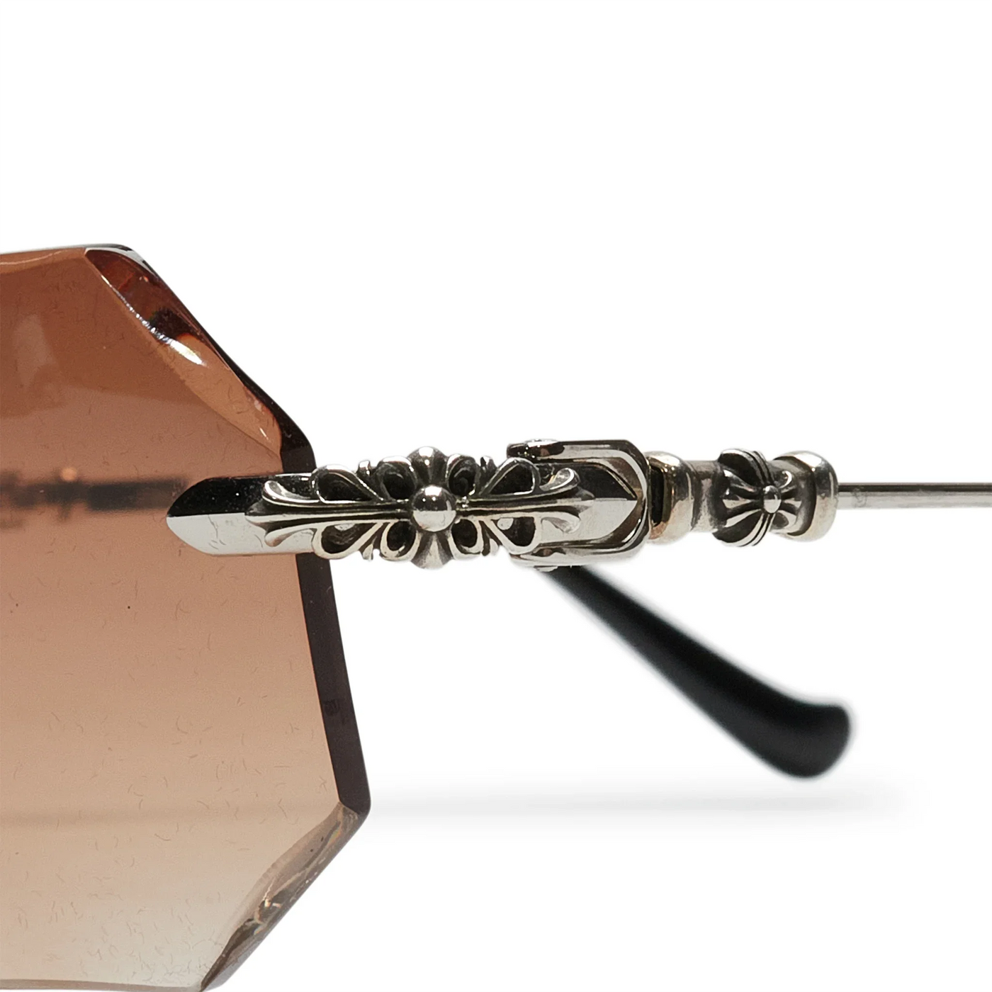 Lunettes de soleil Chrome Hearts Pills III Custom Argent Marron Diamond Cut — vue 3