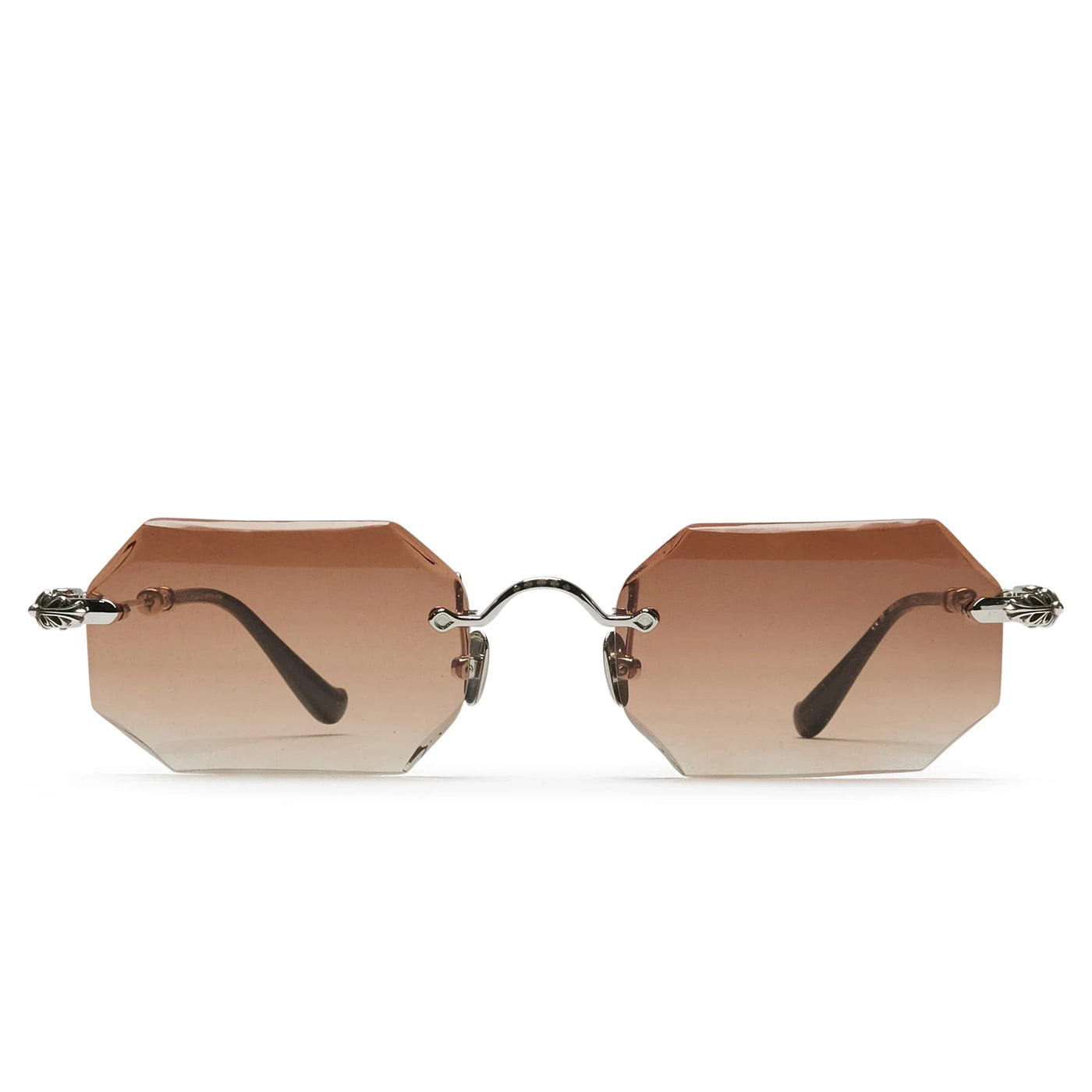 Lunettes de soleil Chrome Hearts Pills III Custom Argent Marron Diamond Cut — vue 2