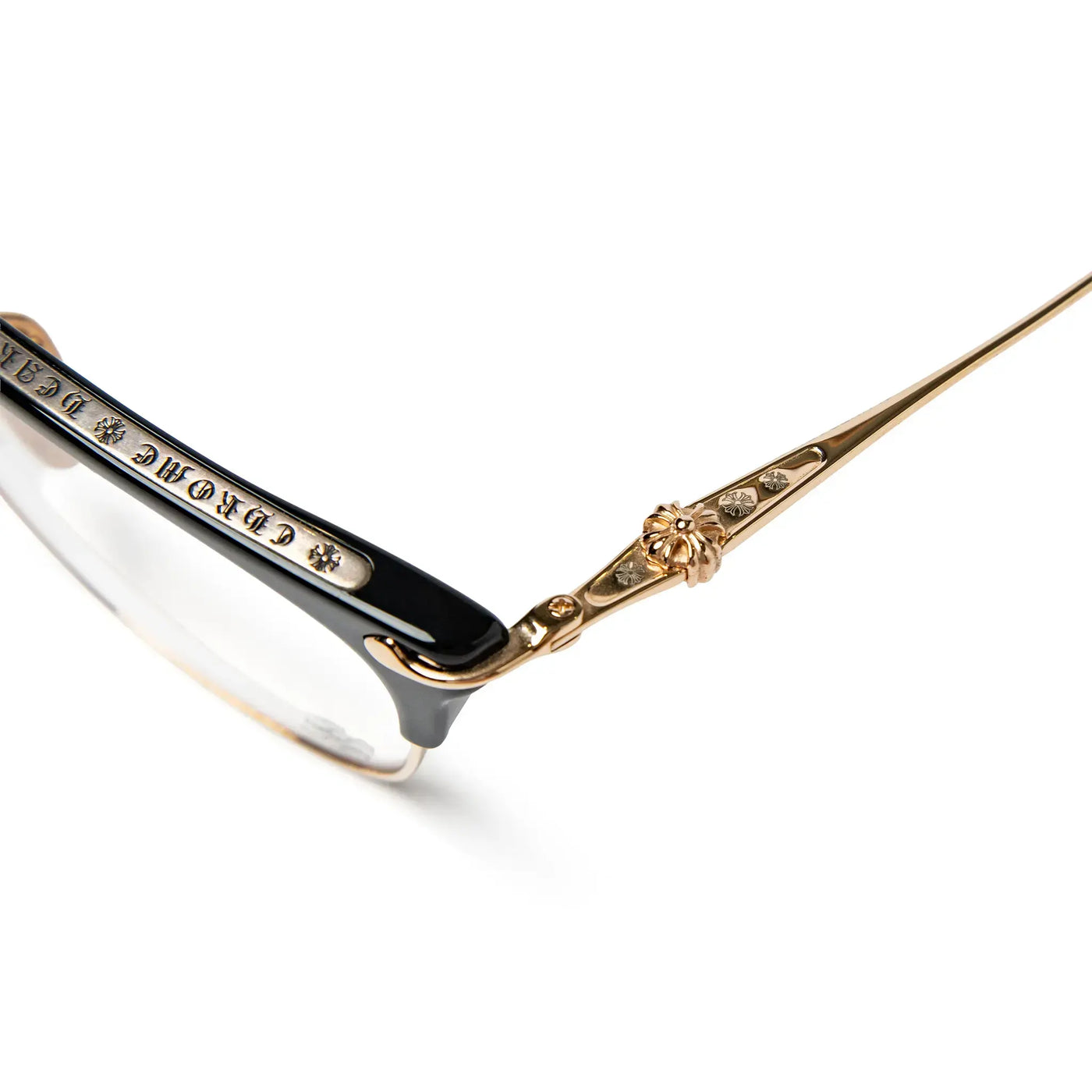 Lunettes de soleil Chrome Hearts Sluntradiction Noir Or Pleated — vue 9