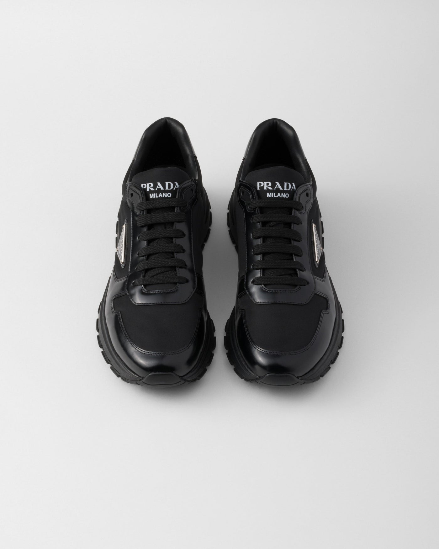Baskets Prada Cuir Brossé Noir — vue 3