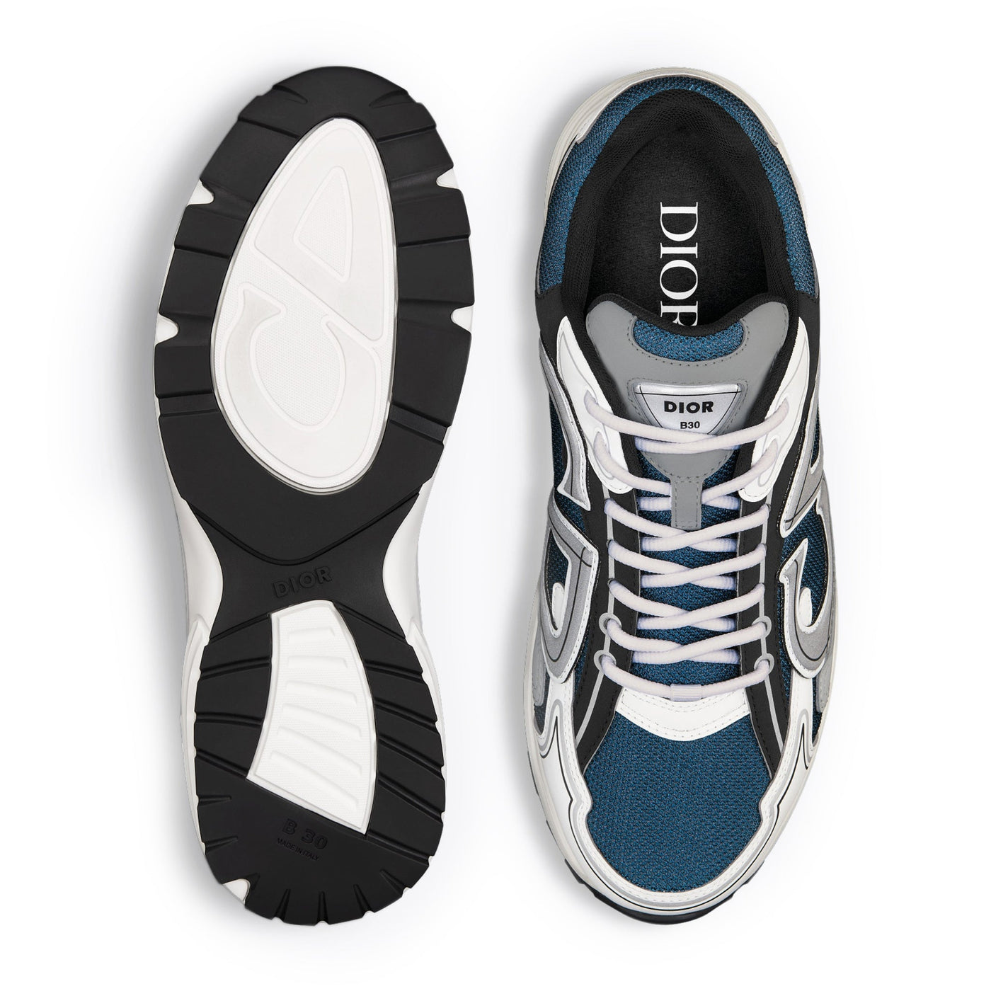 Baskets Dior B30 Bleu Blanc Gris — vue 3