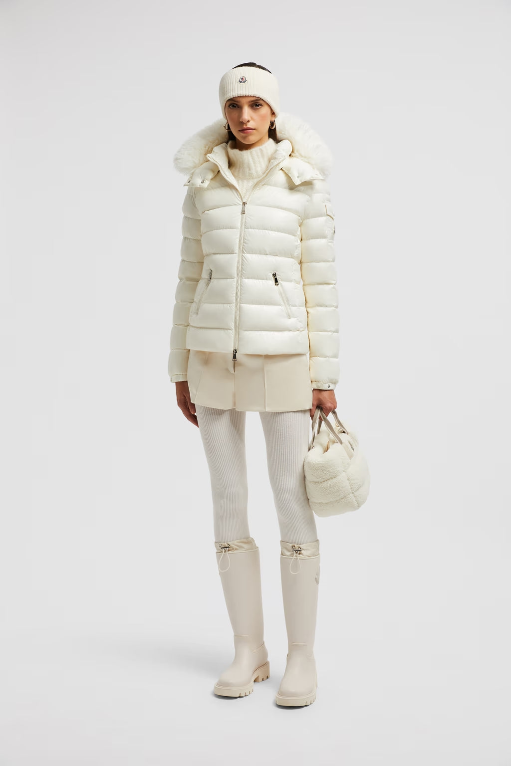 Doudoune Moncler Courte à Capuche Badyf Blanc