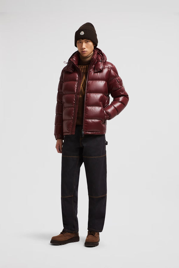 Doudoune Moncler Courte à Capuche Maya Bordeaux