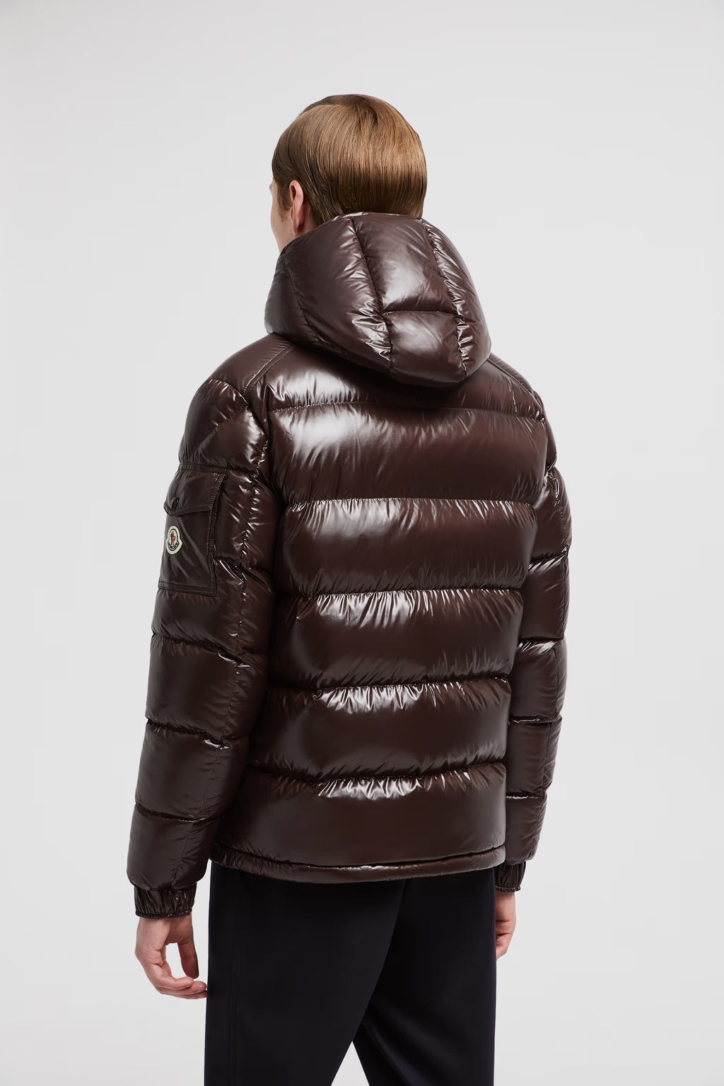 Doudoune Moncler Courte à Capuche Maya Marron Foncé — vue 3