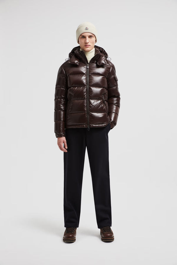 Doudoune Moncler Courte à Capuche Maya Marron Foncé