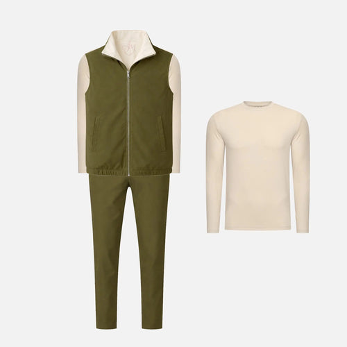 Ensemble Réversible (Manches Longues) — Olive / Crème