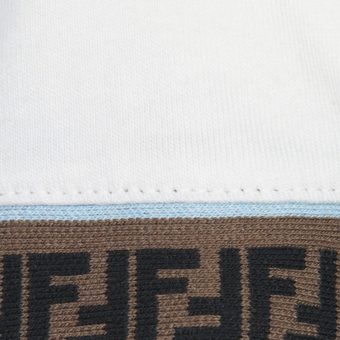 T-Shirt Fendi FF Logo Trim Blanc — vue 3