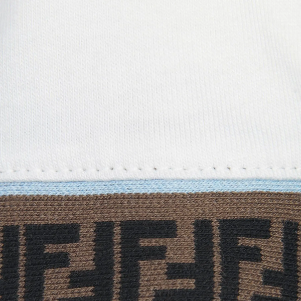T-Shirt Fendi FF Logo Trim Blanc
