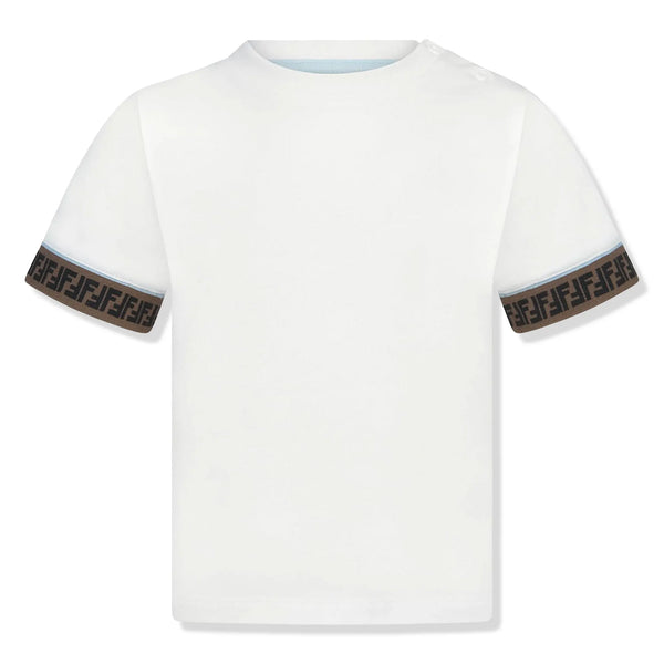 T-Shirt Fendi FF Logo Trim Blanc