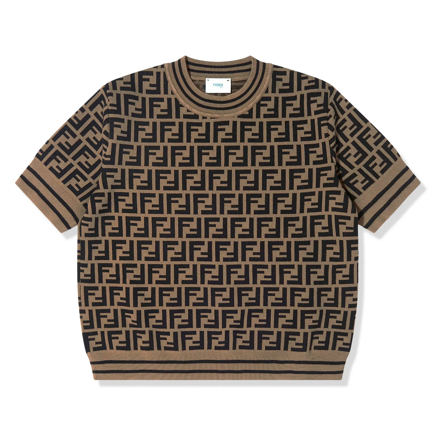 T-Shirt Fendi FF Logo Femme Knitted Marron