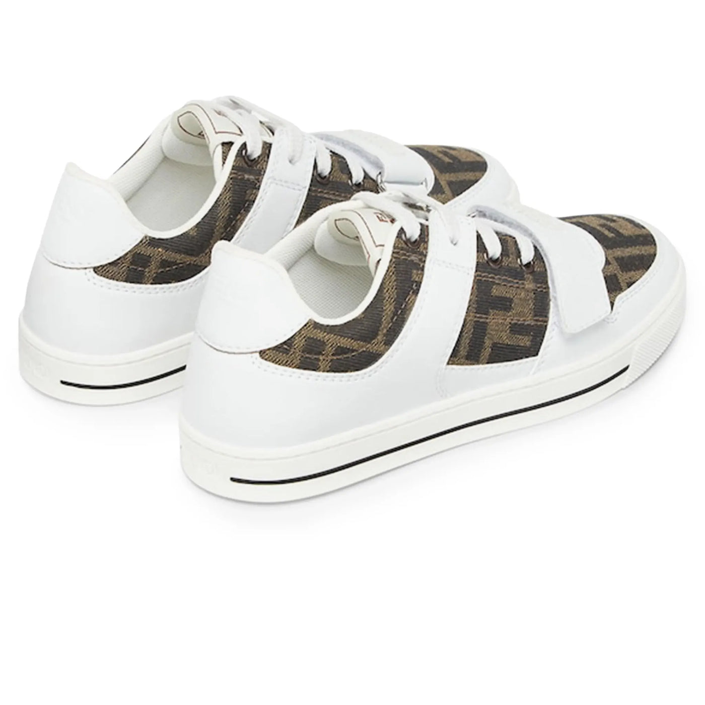 Baskets Fendi Leather Jacquard Logo Blanc — vue 3