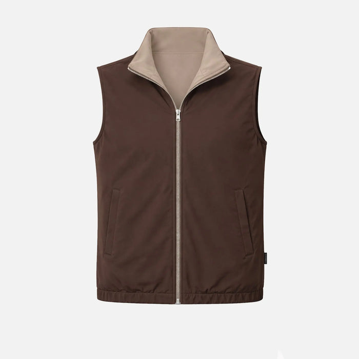 Gilet Réversible Voyage — Espresso / Taupe