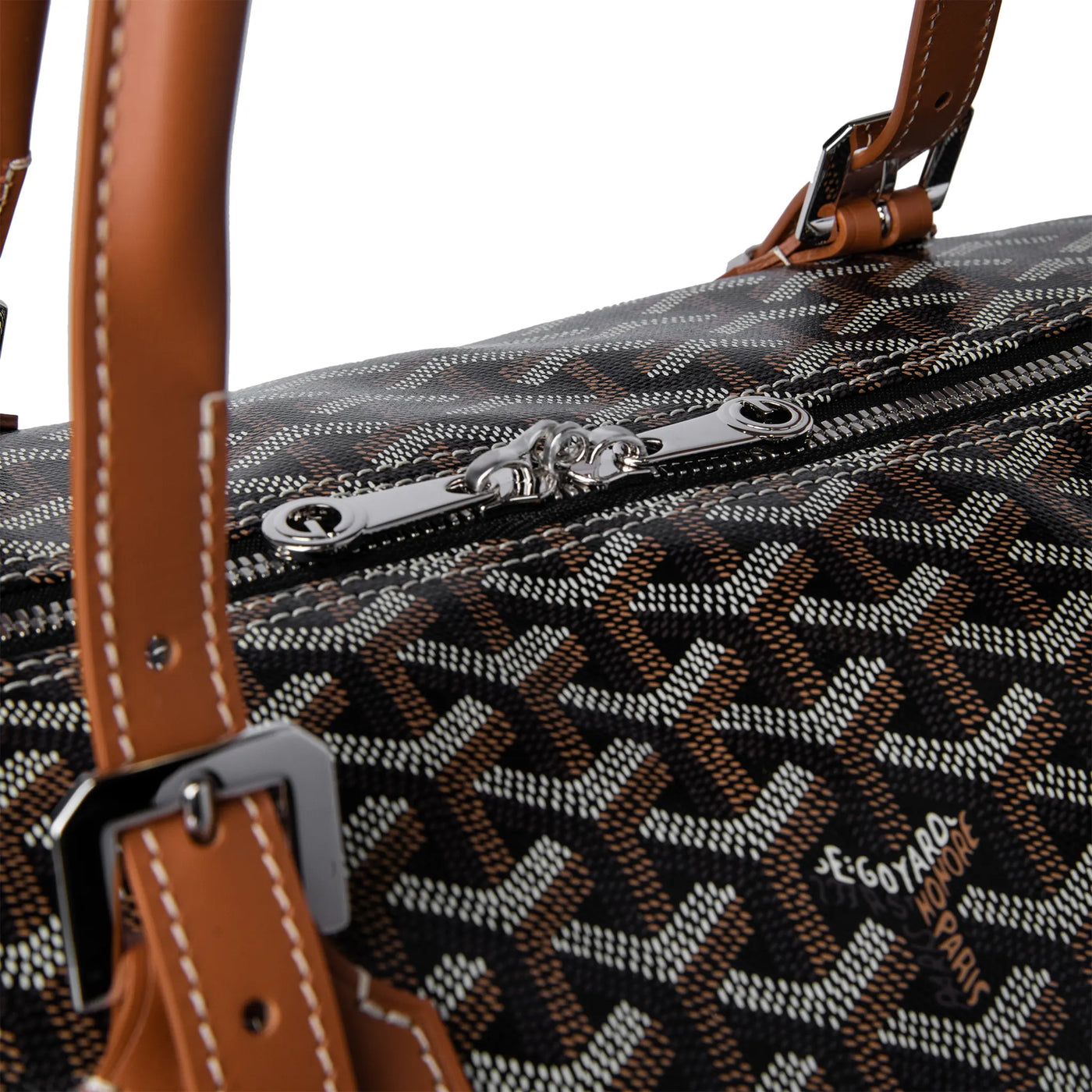 Sac Goyard Boston 50 Noir Tan With Strap — vue 5