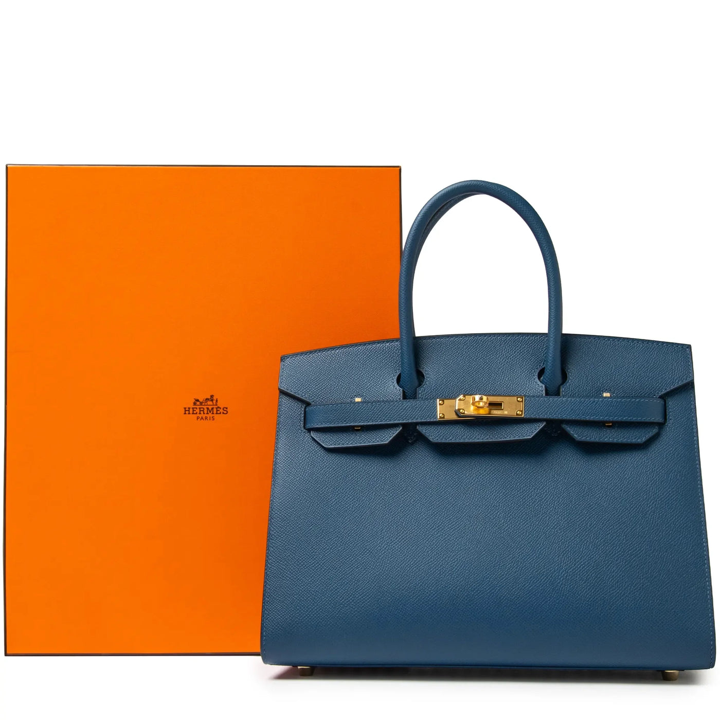 Sac à main Hermès Sellier Birkin 30 Deep Bleu Epsom Leather Or Hardware — vue 7