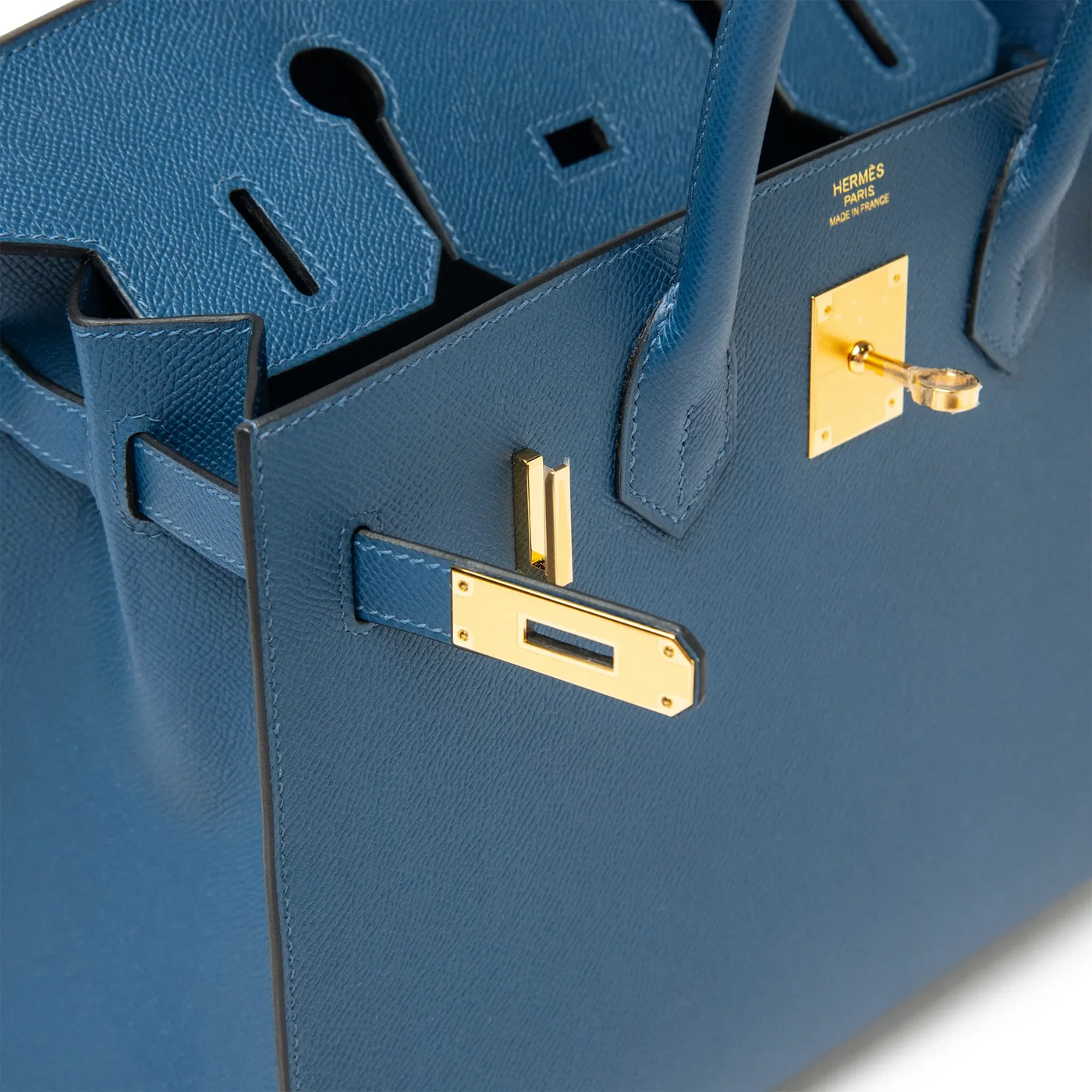 Sac à main Hermès Sellier Birkin 30 Deep Bleu Epsom Leather Or Hardware — vue 8