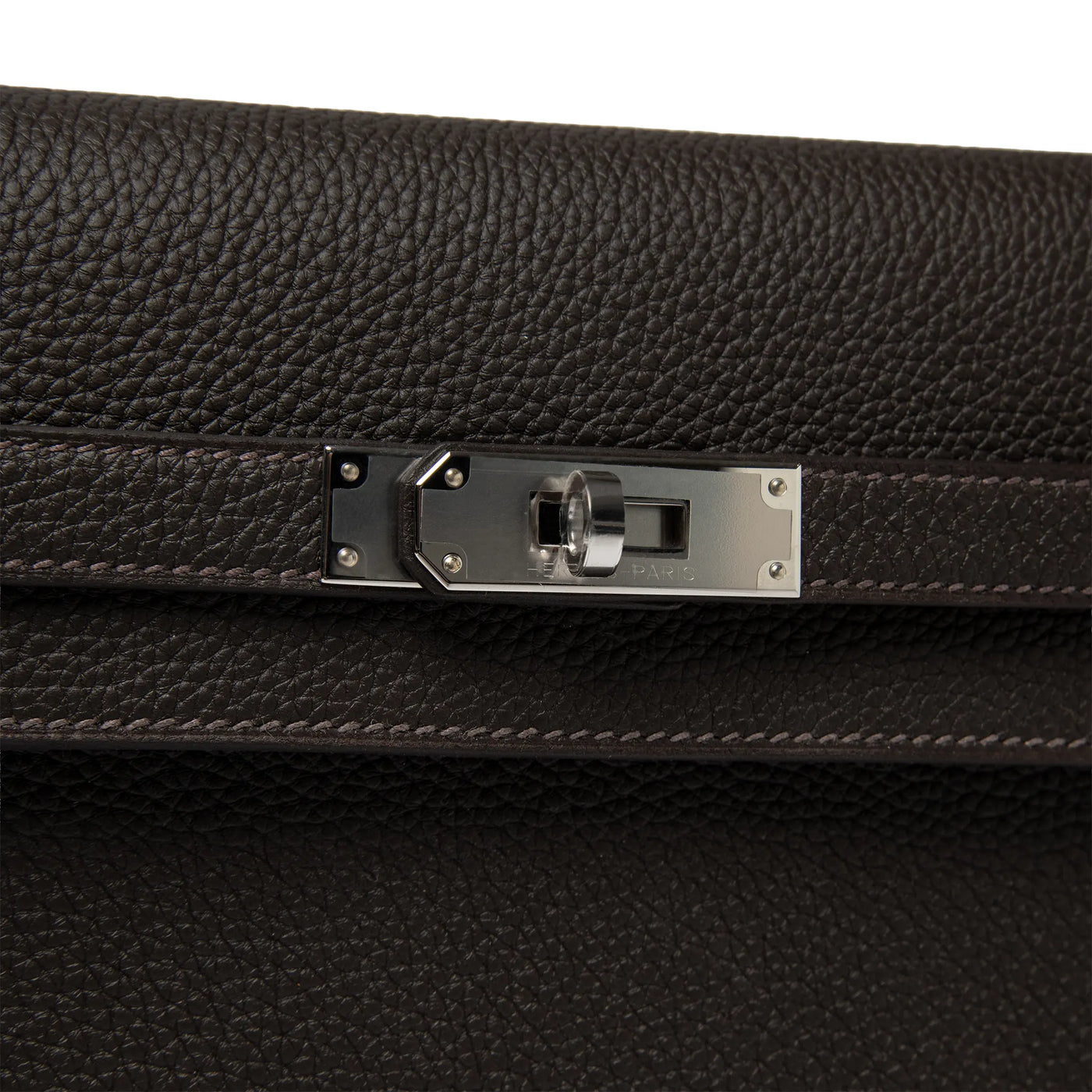 Pochette Hermès Kelly Depeches 25 Negonda Calfskin Bai Brun Palladium Hardware — vue 3