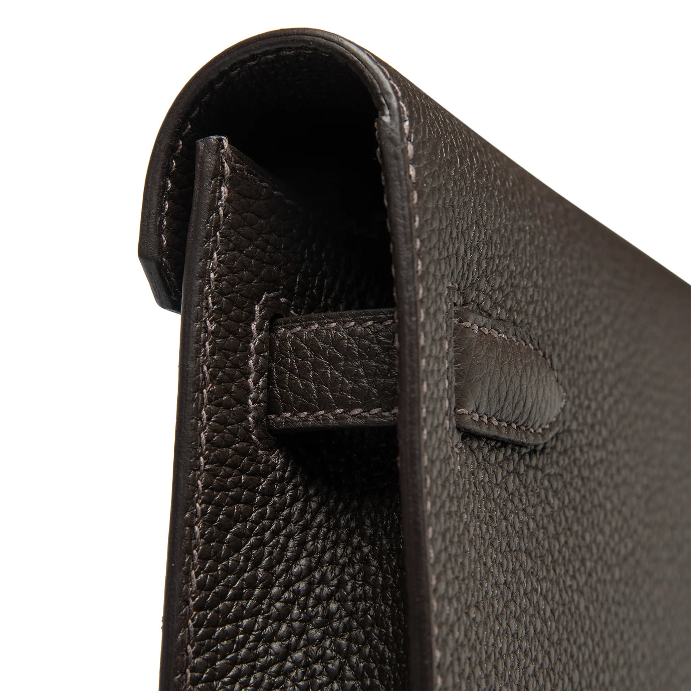 Pochette Hermès Kelly Depeches 25 Negonda Calfskin Bai Brun Palladium Hardware — vue 5